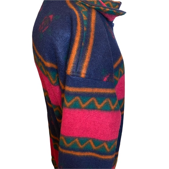 Vintage Southwestern fleece shacket roses Aztec zipper Yellowstone jacket - Picture 4 of 14